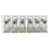 6- Salt & Pepper Shaker Sets with Holder - Clear Glass & Chrome Caps- #1