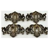 Brass Cabinet Backplates with Handles & Cream Ceramic Knobs