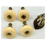 Brass Cabinet Backplates with Handles & Cream Ceramic Knobs