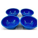 Blue Speckled Enamelware Dinnerware Set with Salt & Pepper Shakers & Condiment Bottles