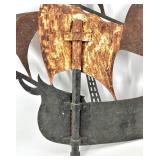 Rusty Metal Sailboat Wall Sculpture - Vintage Ship Art