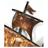 Rusty Metal Sailboat Wall Sculpture - Vintage Ship Art