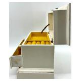 Vintage Jewelry Cabinet Set - 3-Piece Wood with Mirror & Glass Door