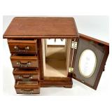Vintage Jewelry Cabinet Set - 3-Piece Wood with Mirror & Glass Door