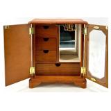 Vintage Jewelry Cabinet Set - 3-Piece Wood with Mirror & Glass Door