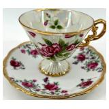 Teacups & Saucers - Floral Fine China with Gold Trim - Royal Albert, Winterling, Relco
