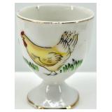 Vintage Ceramic Egg Cups - Chicken Motifs - 8-Cup Set