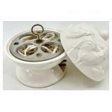 Taylor England Vintage Ceramic Electric Egg Cooker & 3 Ceramic Egg Coddlers with screw tops