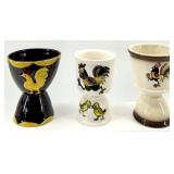Vintage Rooster Ceramic Egg Cups - Made in Japan - 3-Piece Set