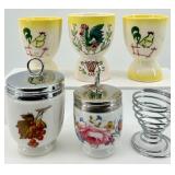 Vintage Royal Worcester Fine Porcelain Egg Cups & Egg Coddlers Set (Lot of 6) Made in England