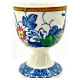 Egg Cups - 8-Piece Mixed Blue Stripes & Floral Patterns (Takahashi San Francisco & Made in England)