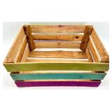 Wooden Planter Crate - Multi-Color Painted 3-Tier Indoor/Outdoor Garden Box
