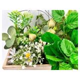 Wooden Planter Box with Ferns & Greenery Arrangement