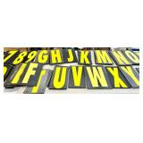 Channel Letter Sign Letters A-Z 0-9 & Yellow on Black Panels