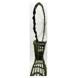 Antique Wicker Basket Stand - Green with Circular Handle
