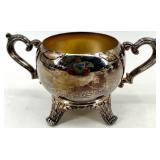 Reed & Barton Silver Plate Charger Plate with Sugar Bowls on Stand, Rectangular Tray & Crystal Bowl