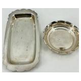 Reed & Barton Silver Plate Charger Plate with Sugar Bowls on Stand, Rectangular Tray & Crystal Bowl