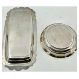 Reed & Barton Silver Plate Charger Plate with Sugar Bowls on Stand, Rectangular Tray & Crystal Bowl