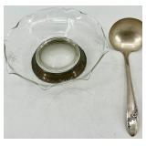 Reed & Barton Silver Plate Charger Plate with Sugar Bowls on Stand, Rectangular Tray & Crystal Bowl