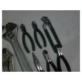 Large crescent wrench, vise grips, ...