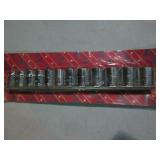 12pc 3/8in Metric socket set on ret...
