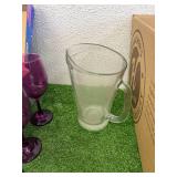 Glassware, Cups, Pitcher & Colored Glass Bowl Glassware, Cups, Pitcher & Colored Glass Bowl