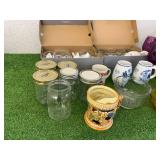 Glassware, Cups, Pitcher & Colored Glass Bowl Glassware, Cups, Pitcher & Colored Glass Bowl