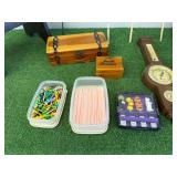 Mixed Lot - Patriotic Pin Wheels, Wood Boxes & Stools Mixed Lot - Patriotic Pin Wheels, Wood Boxes & Stools