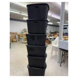 6 Black Totes with Lids 6 Black Totes with Lids