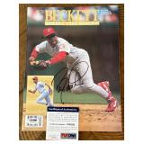 Barry Larkin Signed w/ PSADNA COA 1996 Beckett Magazine