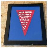 RARE - 1957 World Series Pennant Souvenir - Milwaukee Braves vs. New York Yankees 'I WAS THERE!'