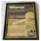 Mickey Mantle 500th Home Run Kodak Morion Card Framed