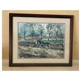 MOLDER Landscape Painting - Framed, Signed, Landscape Farmer Plowing Field with 2 Horses MOLDER Landscape Painting - Framed, Signed, Landscape Farmer Plowing Field with 2 Horses