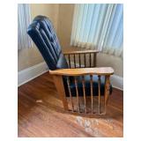 Rocking Chair - Leather Upholstered, Tufted Back, Nailhead Trim, Carved Wood Arms Rocking Chair - Leather Upholstered, Tufted Back, Nailhead Trim, Carved Wood Arms