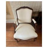 Louis XV Style Carved Wood Armchair - Cream Upholstery Louis XV Style Carved Wood Armchair - Cream Upholstery