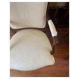 Louis XV Style Carved Wood Armchair - Cream Upholstery Louis XV Style Carved Wood Armchair - Cream Upholstery