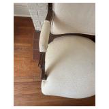 Louis XV Style Carved Wood Armchair - Cream Upholstery Louis XV Style Carved Wood Armchair - Cream Upholstery