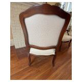 Louis XV Style Carved Wood Armchair - Cream Upholstery Louis XV Style Carved Wood Armchair - Cream Upholstery