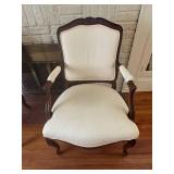 Louis XV- Style Armchair Carved Wood with Cream Upholstery Louis XV- Style Armchair Carved Wood with Cream Upholstery