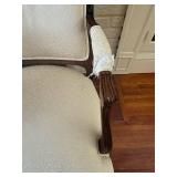 Louis XV- Style Armchair Carved Wood with Cream Upholstery Louis XV- Style Armchair Carved Wood with Cream Upholstery