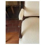 Louis XV- Style Armchair Carved Wood with Cream Upholstery Louis XV- Style Armchair Carved Wood with Cream Upholstery