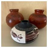 Southwestern Hand-Painted Ceramic Vases (Lot of 3) Southwestern Hand-Painted Ceramic Vases (Lot of 3)