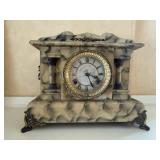 Waterbury Clock Co. Mantel Clock - Marbleized Finish, Brass Bezel Waterbury Clock Co. Mantel Clock - Marbleized Finish, Brass Bezel