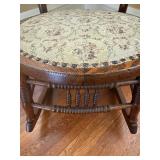Antique Windsor Rocking Chair - Carved Back & Spindle Details - Upholstered Round Seat Antique Windsor Rocking Chair - Carved Back & Spindle Details - Upholstered Round Seat
