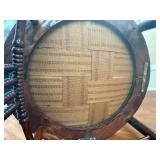 Antique Windsor Rocking Chair - Carved Back & Spindle Details - Upholstered Round Seat Antique Windsor Rocking Chair - Carved Back & Spindle Details - Upholstered Round Seat