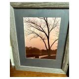 Framed Nature Art Prints - Tree Silhouette at Sunset & Misty Lake Landscape (Pair) Framed Nature Art Prints - Tree Silhouette at Sunset & Misty Lake Landscape (Pair)