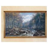 Forest Landscape with Stream - Oil on Canvas signed by Morse Forest Landscape with Stream - Oil on Canvas signed by Morse