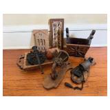 Antique Decor Set: Iron Wall Sconce, Rustic Lantern, Carved Tile Panel, Wooden Plaque Antique Decor Set: Iron Wall Sconce, Rustic Lantern, Carved Tile Panel, Wooden Plaque