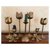 Brass Tulip Candle Holders Set Brass Tulip Candle Holders Set