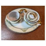 Porcelain Serving Tray, Sugar & Sugar w/ Floral Border & Gold Trim, Porcelain Plate, Two Glass Serving Trays Porcelain Serving Tray, Sugar & Sugar w/ Floral Border & Gold Trim, Porcelain Plate, Two Glass Serving Trays